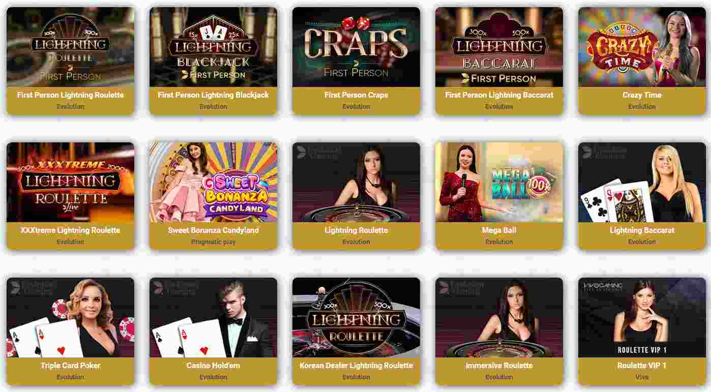 Selection of live casino games at KingBit Casino, discussed in our comprehensive KingBit Casino review