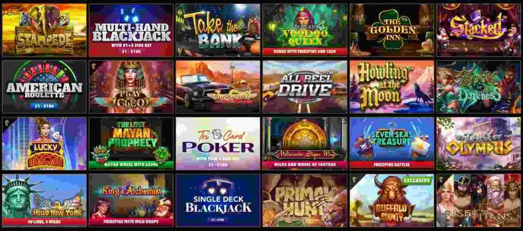 Screenshot of popular games offered at Wild Casino, featured in the comprehensive review on BitcoinPlay