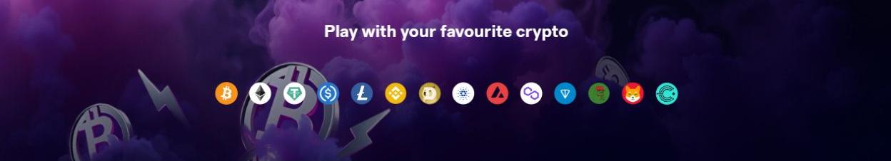 Bannière CryptoCasino avec les logos Bitcoin, Ethereum, USDT et d’autres cryptomonnaies